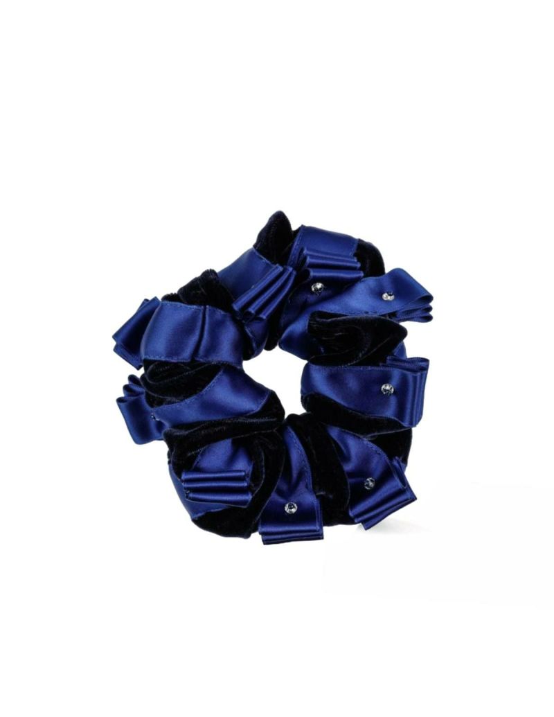 acca リボン ベロア シュシュ ポニー ネイビー サテンリボンベルベットシュシュ | ACCA